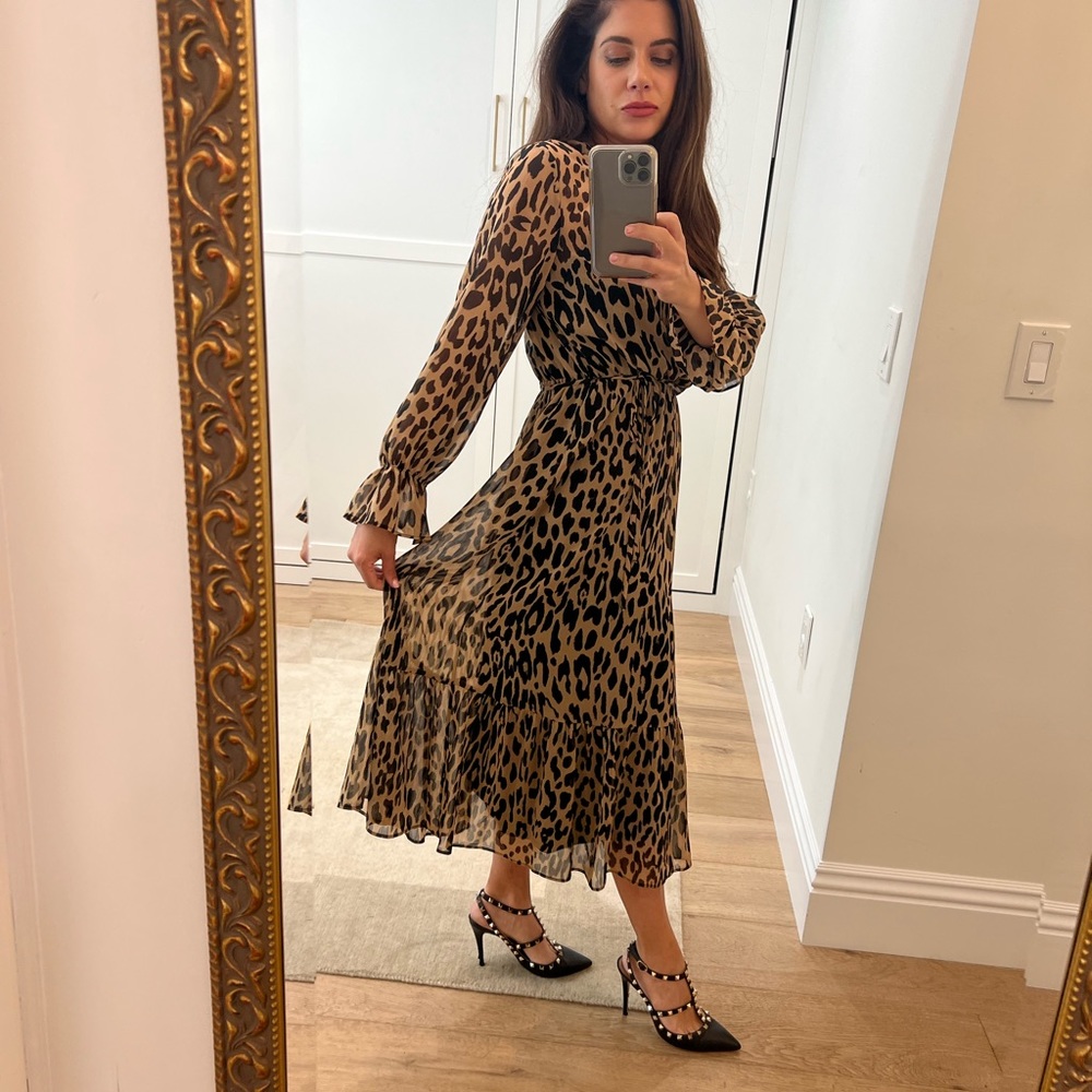 Banana Republic leopard dress with black slip